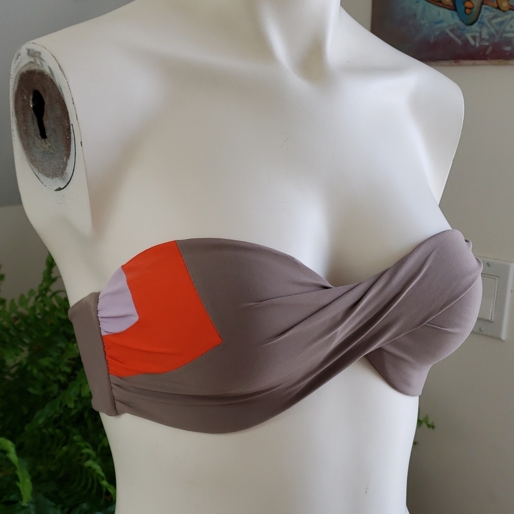 L*Space Color Blocked Neo Bandeau Bikini Top Taupe - Picture 5 of 10